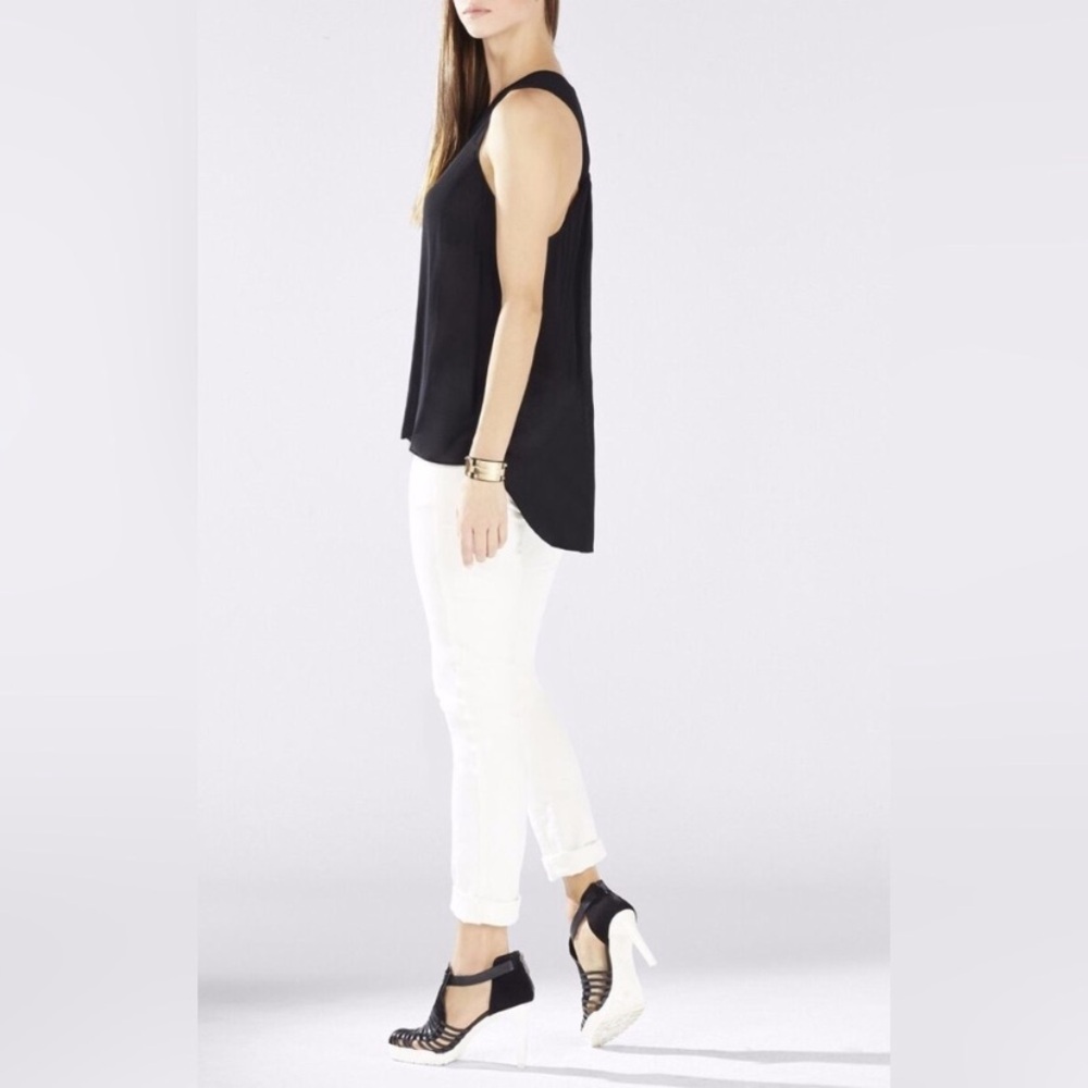 🌟3 for $30 🌟 BCBGMaxAzria | Jenina | Sheer Open-Back Tank | Black | M 🕥